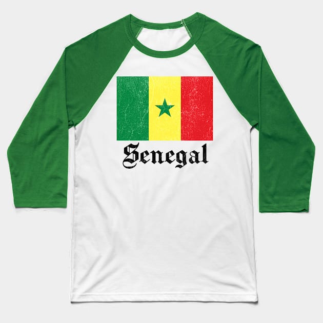 Senegal / Vintage-Style Flag Design Baseball T-Shirt by DankFutura